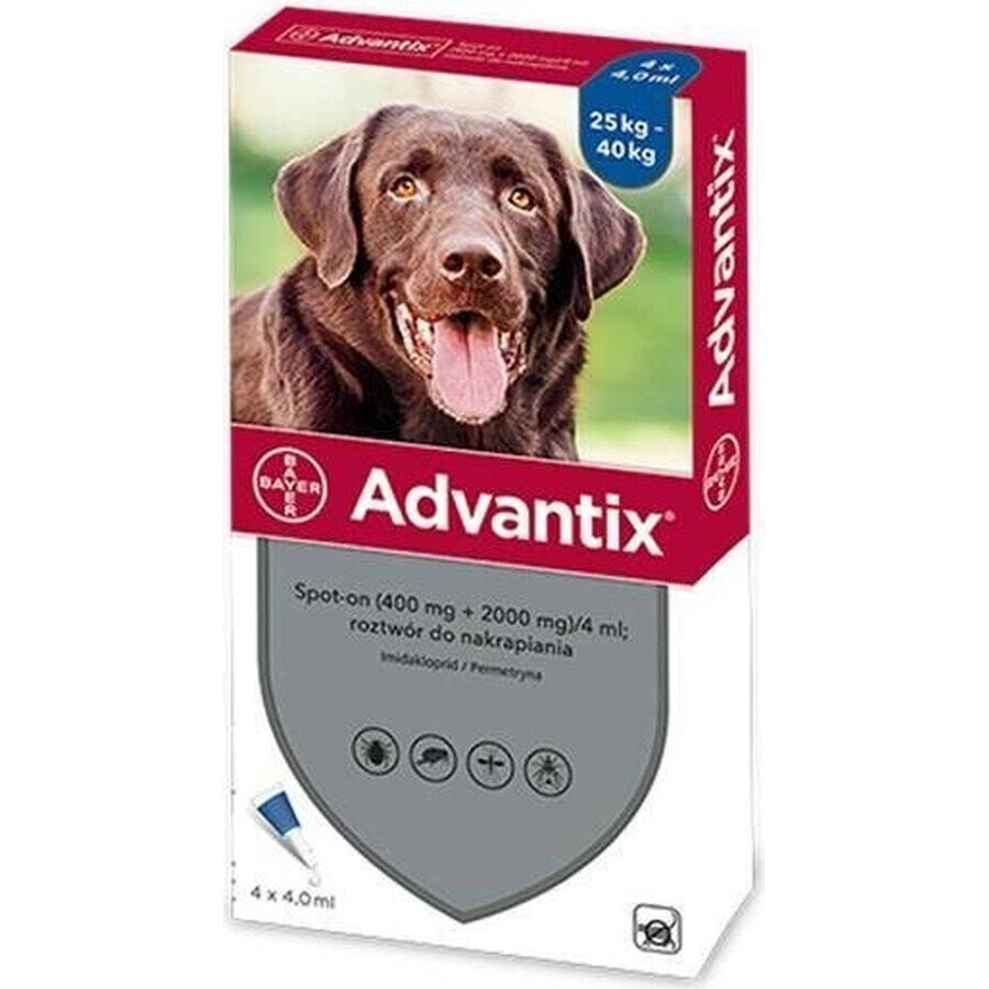 ADVANTIX SPOT-ON PES 4×4 ml, antiparasitair afstotend preparaat