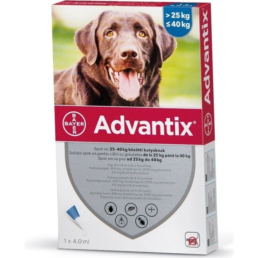 ADVANTIX SPOT-ON PES 4×4 ml, antiparasitair afstotend preparaat