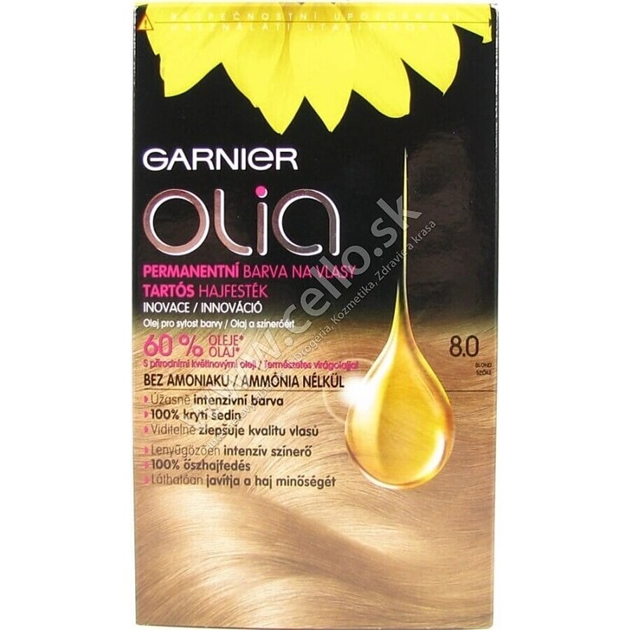 Garnier Olia permanent culoarea parului 8.0 Blond 1×1 set, permanent culoarea parului