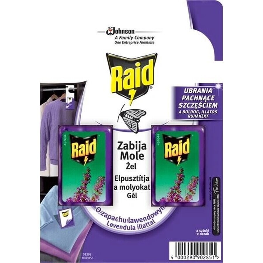 Raid mottengel lavendel 1×2 stuks, tegen motten