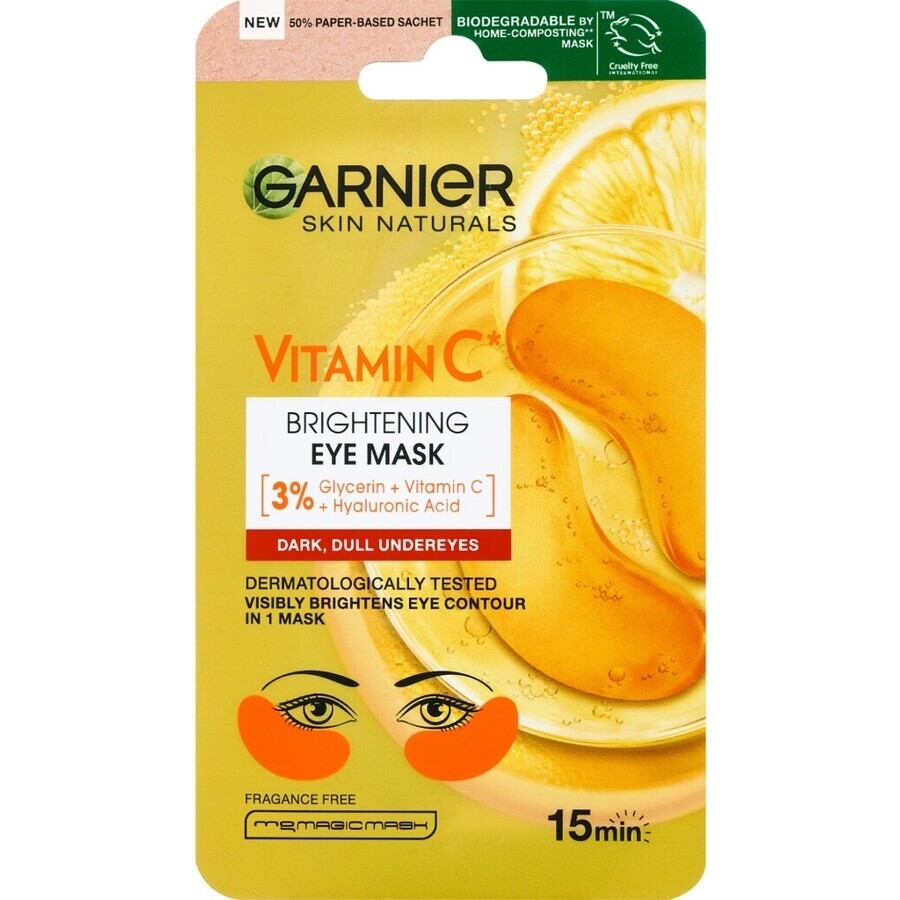 Garnier Skin Naturals aufhellende Augenmaske mit Vitamin C 1×5 g, Augenmaske