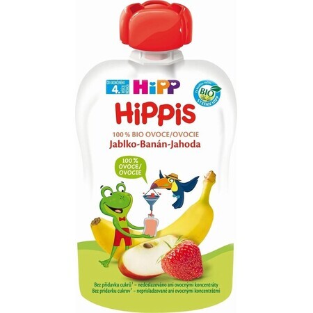 HiPP HiPPis 100% fruit HiPPis appel banaan aardbei 1×100 g, vruchtensnack