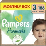 PAMPERS HARMONIE BABY LUIEREN V.3 6-10KG 186KS 1×186 stuks, luiers maat 3