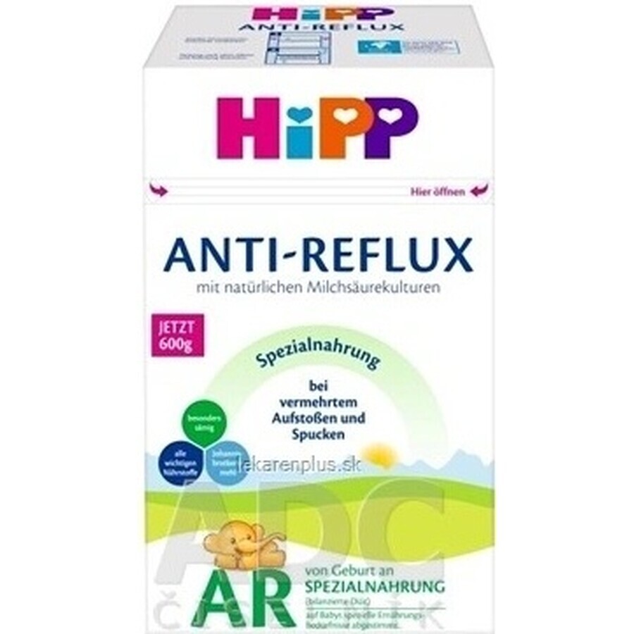 HiPP ANTI-REFLUX AR 1×600 g, préparation pour nourrissons dès la naissance