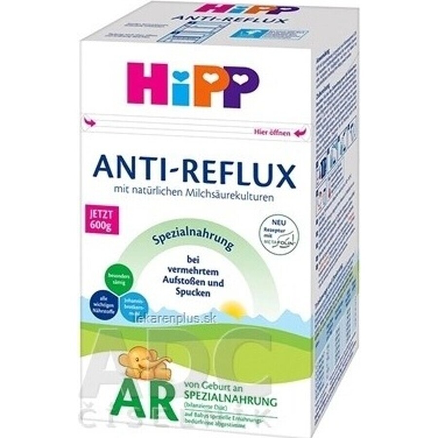 HiPP ANTI-REFLUX AR 1×600 g, préparation pour nourrissons dès la naissance