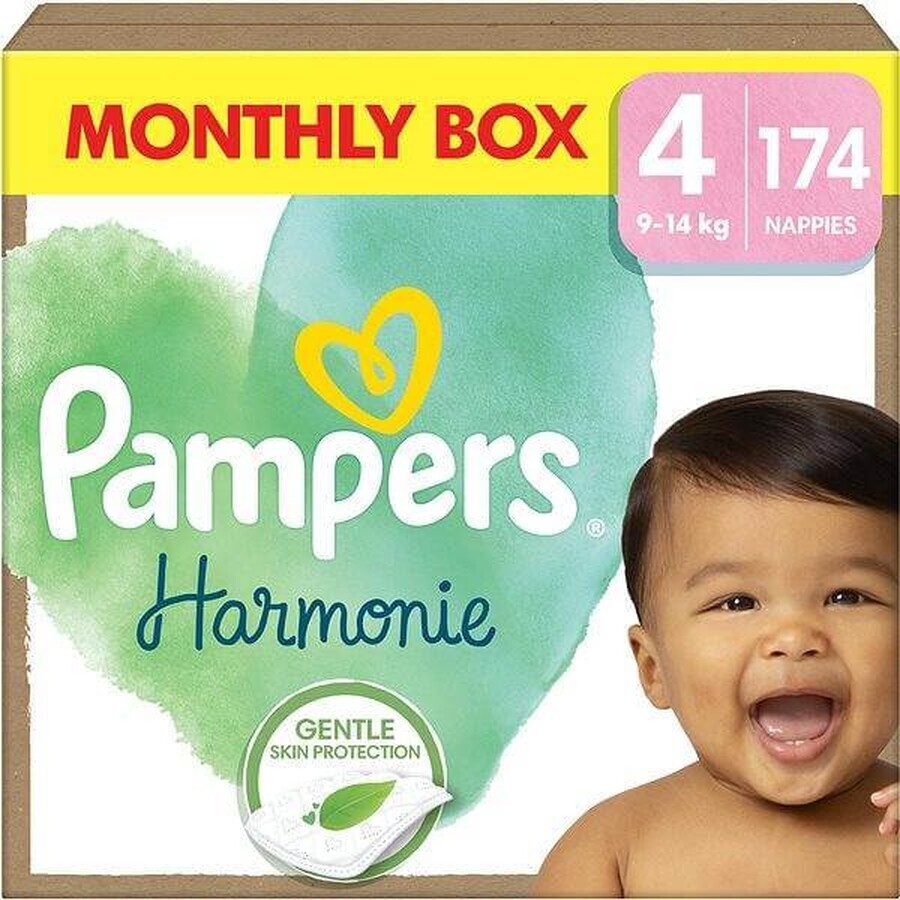 PAMPERS HARMONIE BABY DIAPERS V.4 9-14KG 174KS 1×174 pcs, couches taille 4