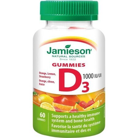 Jamieson Vitamina D3 1000 IU Gummies 60pcs 1×60 tbl, complemento alimenticio