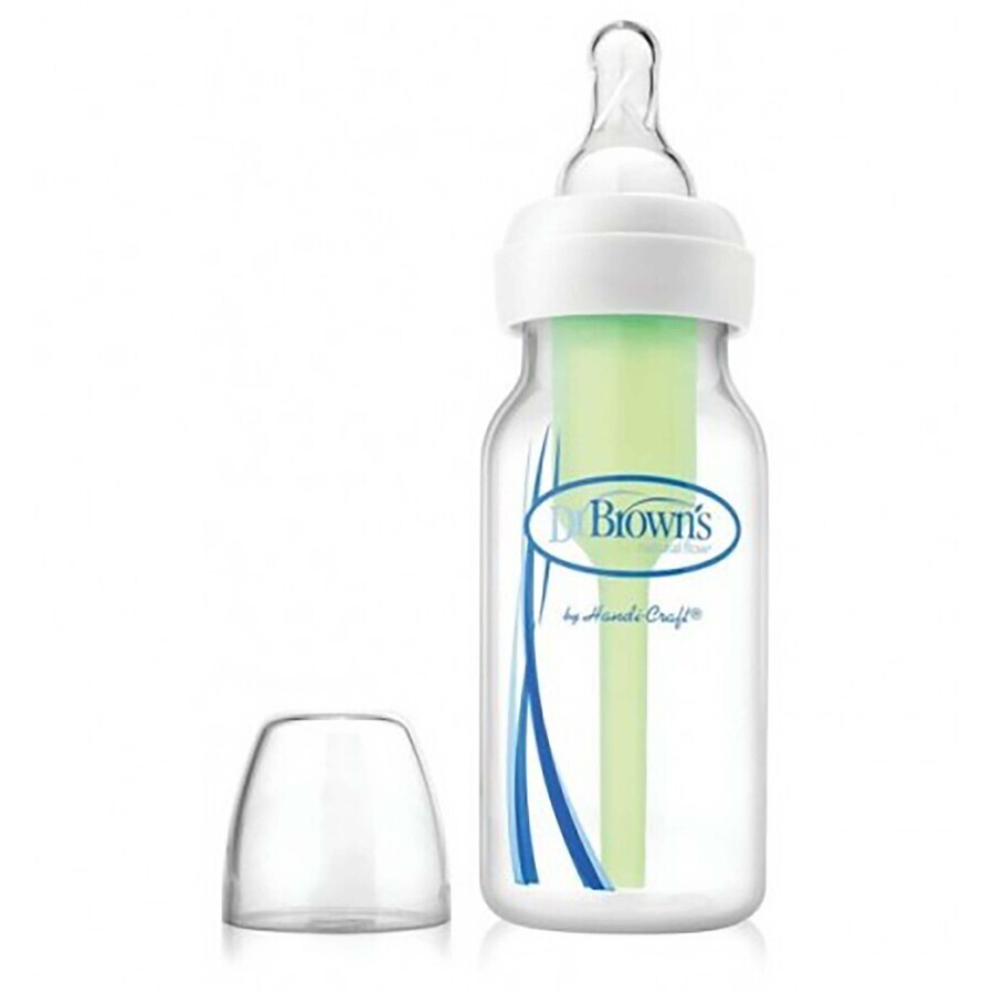 Dr.BROWN'S BABY BOTTLE OPTIONS+ 250 ml 1×1 Stück, schmal, 0M+, antikolik, Kunststoff, weiß