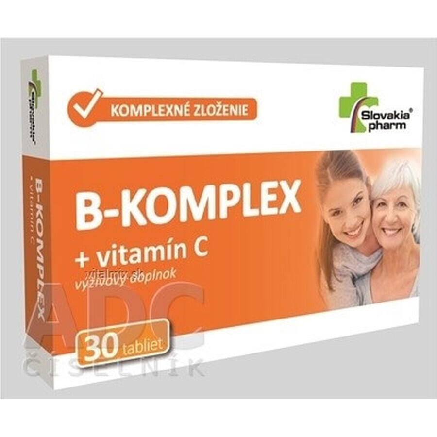 Slovakiapharm B-KOMPLEX + vitamine C 1×30 tbl, complément alimentaire