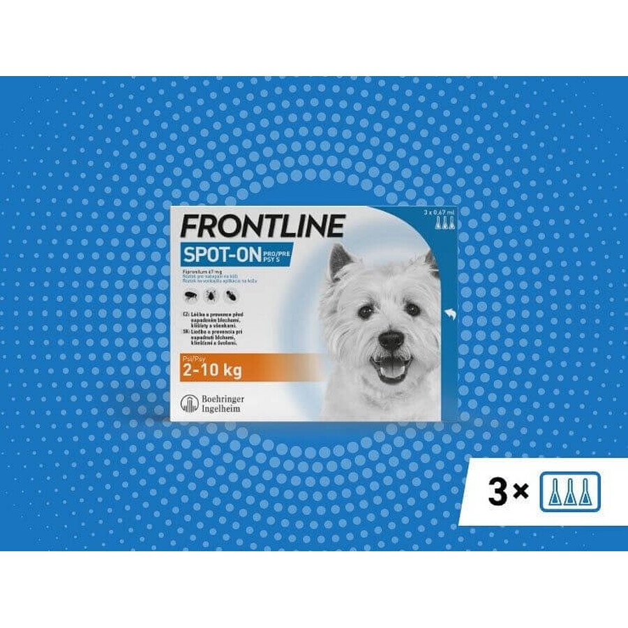 FRONTLINE spot-on for DOG S 3 x 0,67 ml 3x0,67 ml 3x0,67 ml, oplossing voor honden