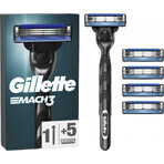 GILLETTE MACH3 SHAVER + 5NH Set 1×1, rasoio + 5 testine di ricambio