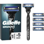 GILLETTE MACH3 SHAVER + 5NH Set 1×1, rasoio + 5 testine di ricambio