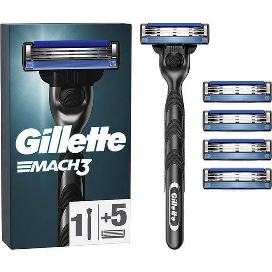 GILLETTE MACH3 SHAVER + 5NH Set 1×1, rasoio + 5 testine di ricambio