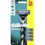 GILLETTE MACH3 SHAVER + 5NH Set 1×1, rasoio + 5 testine di ricambio