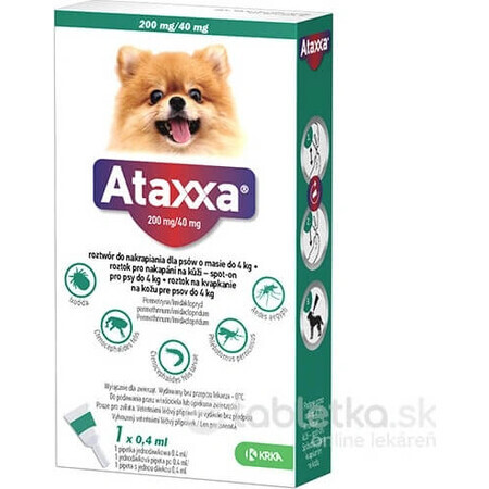 Ataxxa 200 mg/40 mg (dogs up to 4 kg) 1×0.4 ml, solution for dogs