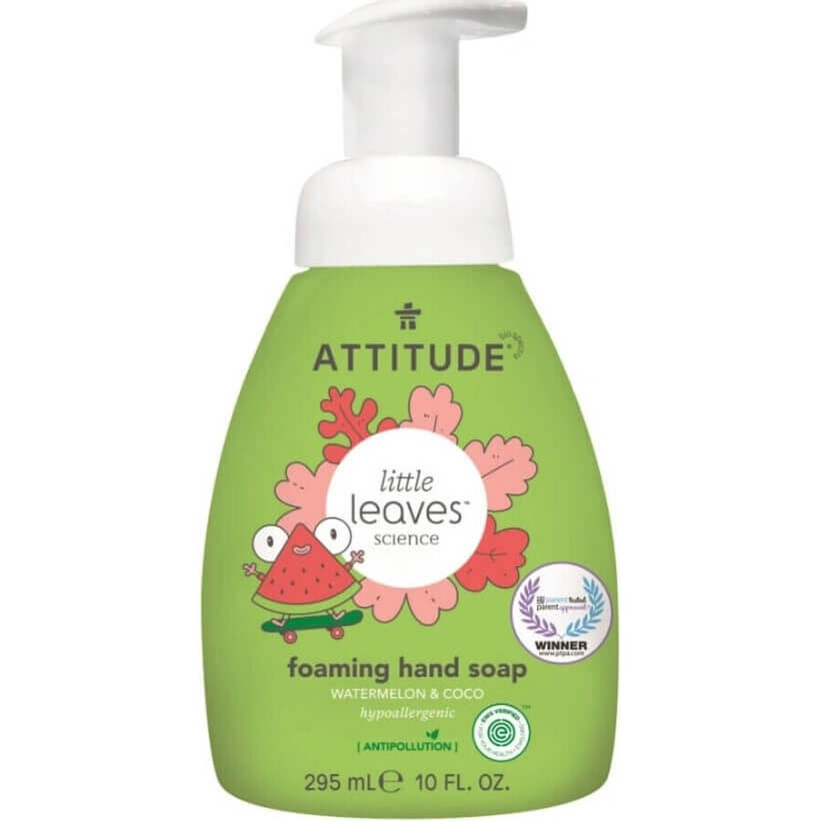 ATTITUDE Schuimende Kinderhandzeep Small Leaves met meloen- en kokossmaak 1×295 ml, kinderhandzeep