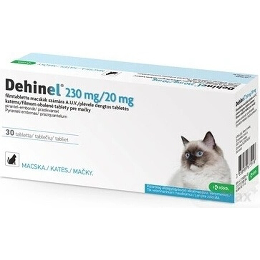 DEHINEL 230 mg/20 mg voor katten 1×30 tbl, geneesmiddel