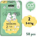 Muumi Baby 2 Newborn 3-6 kg, biologische luiers 1×58st, ECO luiers