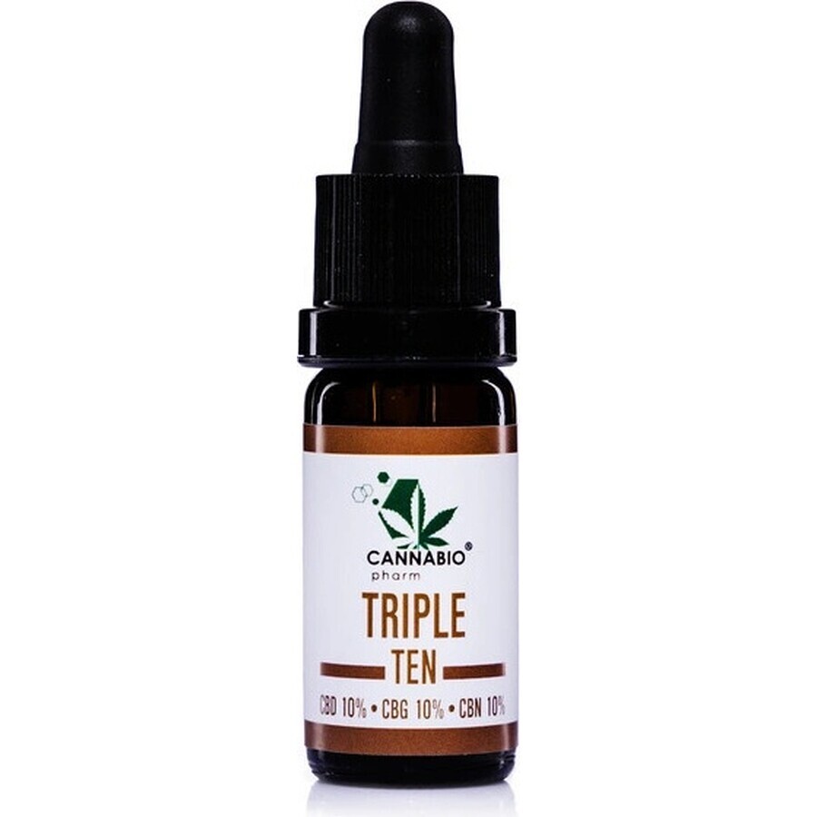 CANNABIOpharm TRIPLE TEN- CBD 10%-CBG 10%-CBN 10% 1×10 ml, olie met CBD, CBG en CBN