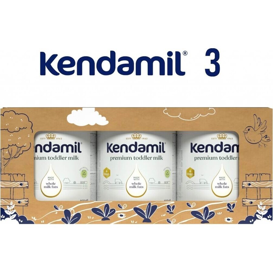 Kendamil Premium 3 HMO+, creatieve geschenkverpakking 3×800 g, melk voor peuters