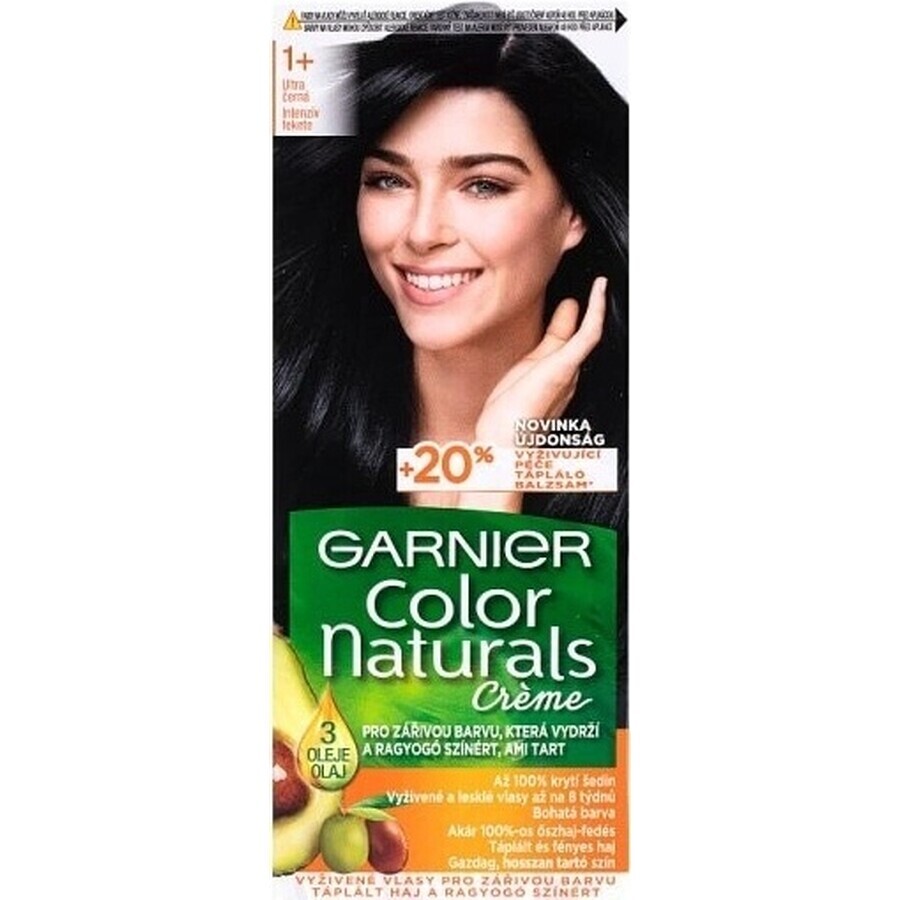 Garnier Color Naturals permanente Haarfarbe 1+ Ultra Black 1×1 Stück, Haarfarbe