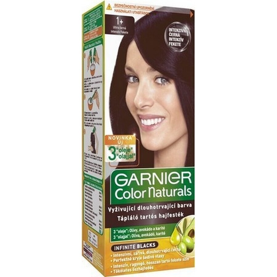 Garnier Color Naturals permanente Haarfarbe 1+ Ultra Black 1×1 Stück, Haarfarbe