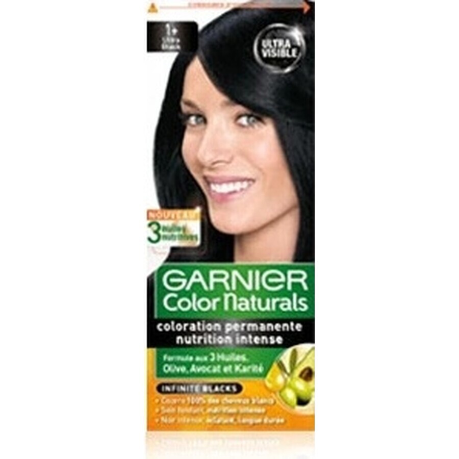 Garnier Color Naturals permanente Haarfarbe 1+ Ultra Black 1×1 Stück, Haarfarbe