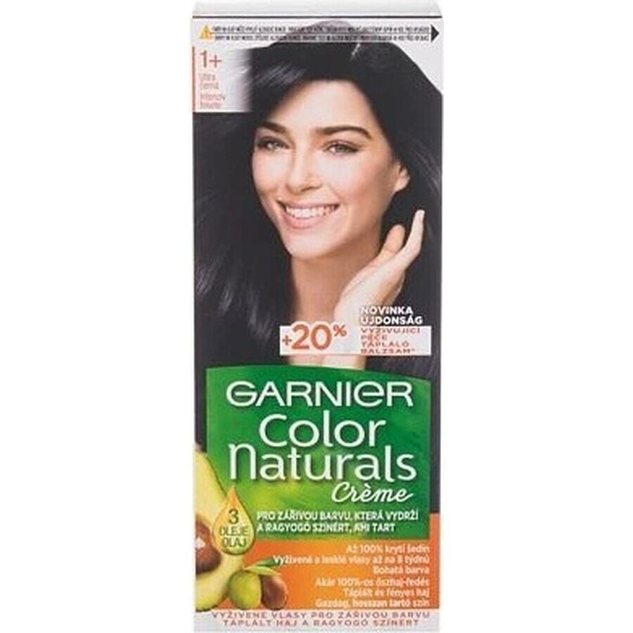 Garnier Color Naturals permanente Haarfarbe 1+ Ultra Black 1×1 Stück, Haarfarbe