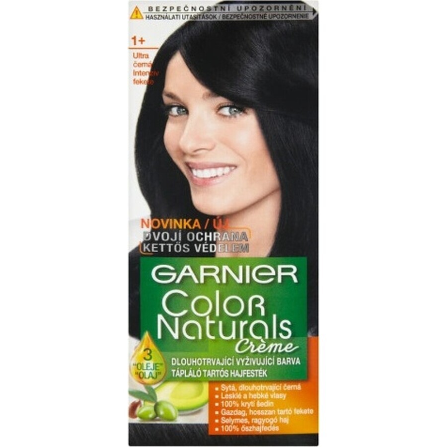 Garnier Color Naturals permanente Haarfarbe 1+ Ultra Black 1×1 Stück, Haarfarbe