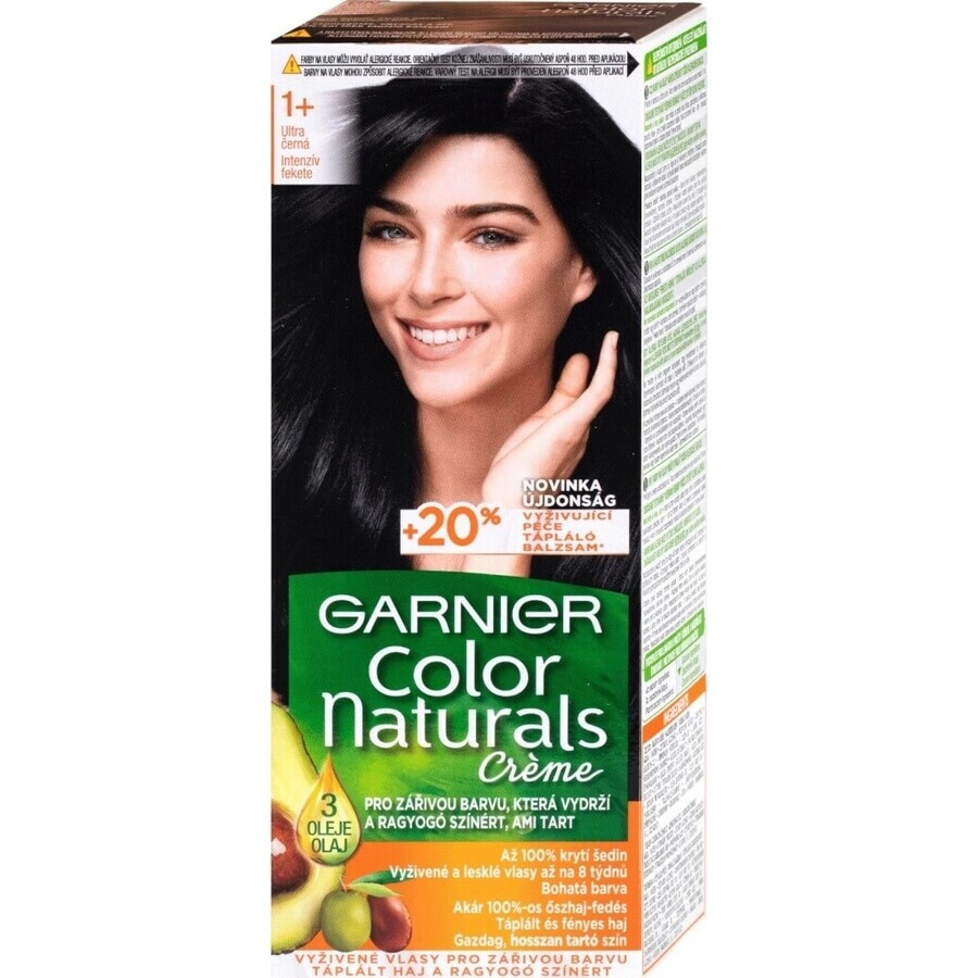 Garnier Color Naturals permanente Haarfarbe 1+ Ultra Black 1×1 Stück, Haarfarbe