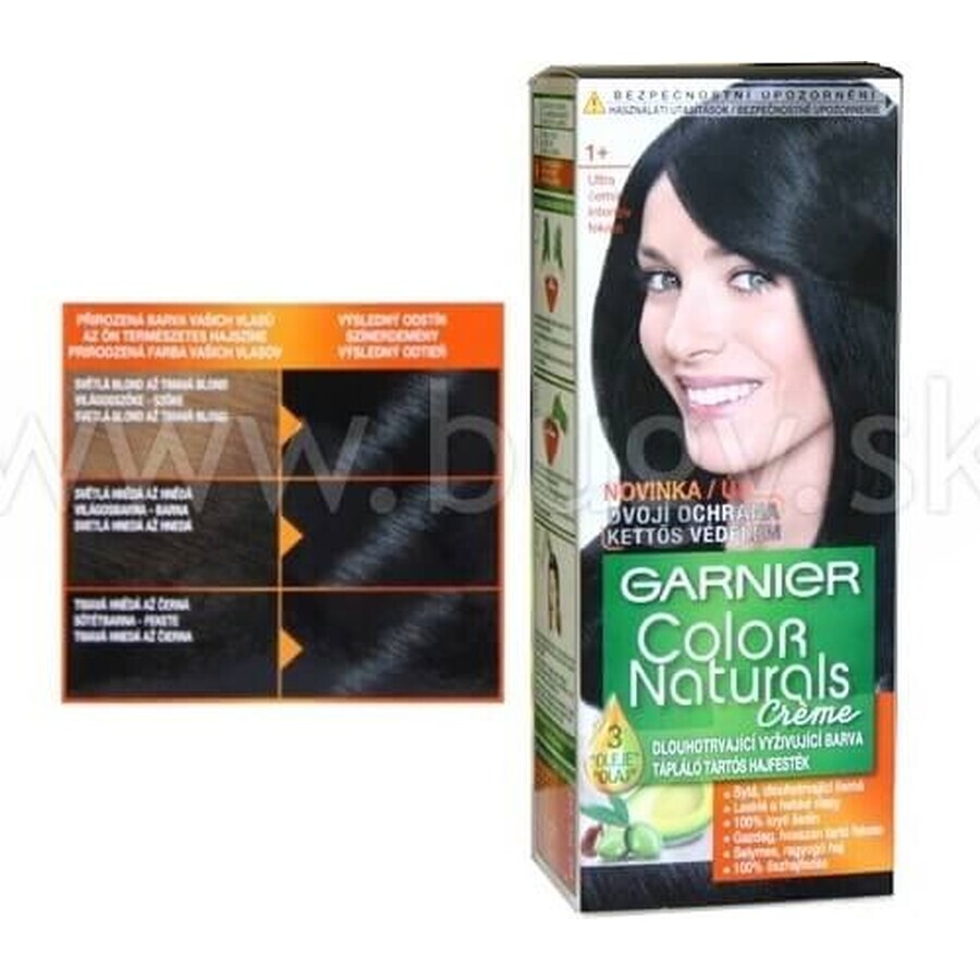 Garnier Color Naturals permanente Haarfarbe 1+ Ultra Black 1×1 Stück, Haarfarbe