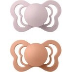 BIBS Couture natural rubber orthodontic pacifier 2pcs 1×1 pcs - size 2, plum/peach pink