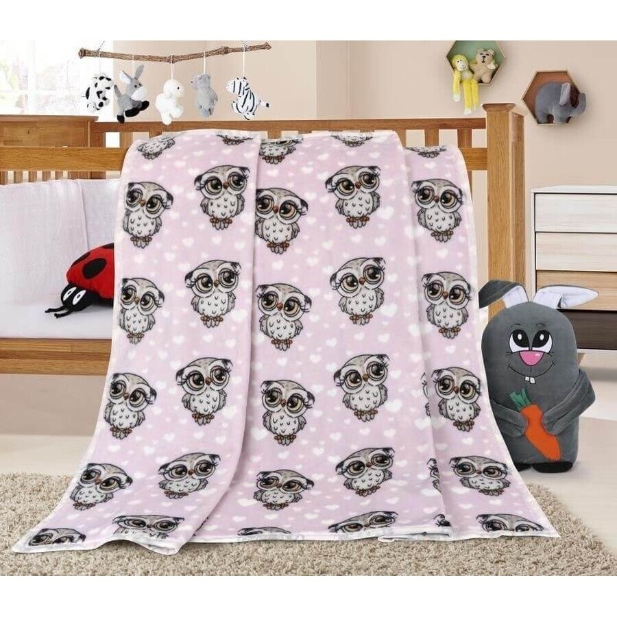 Baby blanket ELLA 1003/112 N 100x150cm owl pink 1×1 pc, baby blanket