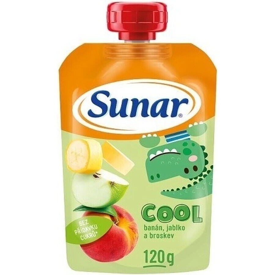 Sunar COOL Fruit Piersică, Banană, Măr 1×120 g, Piersică, Banană, Măr, 12m+