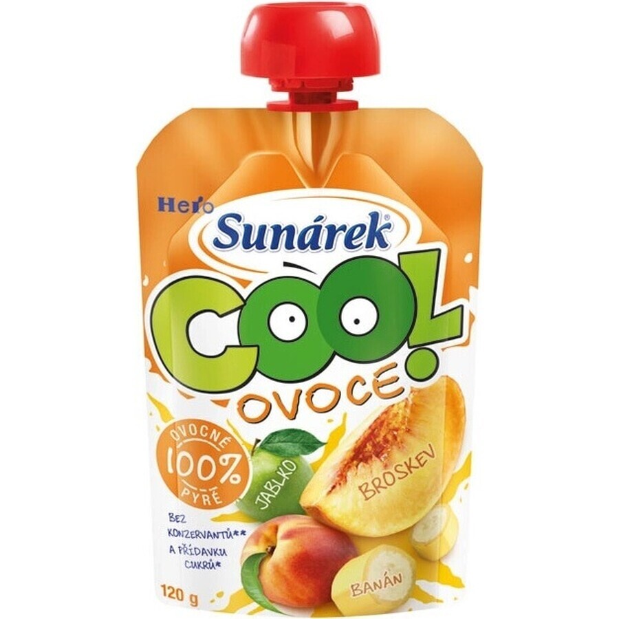 Sunar COOL Fruit Piersică, Banană, Măr 1×120 g, Piersică, Banană, Măr, 12m+