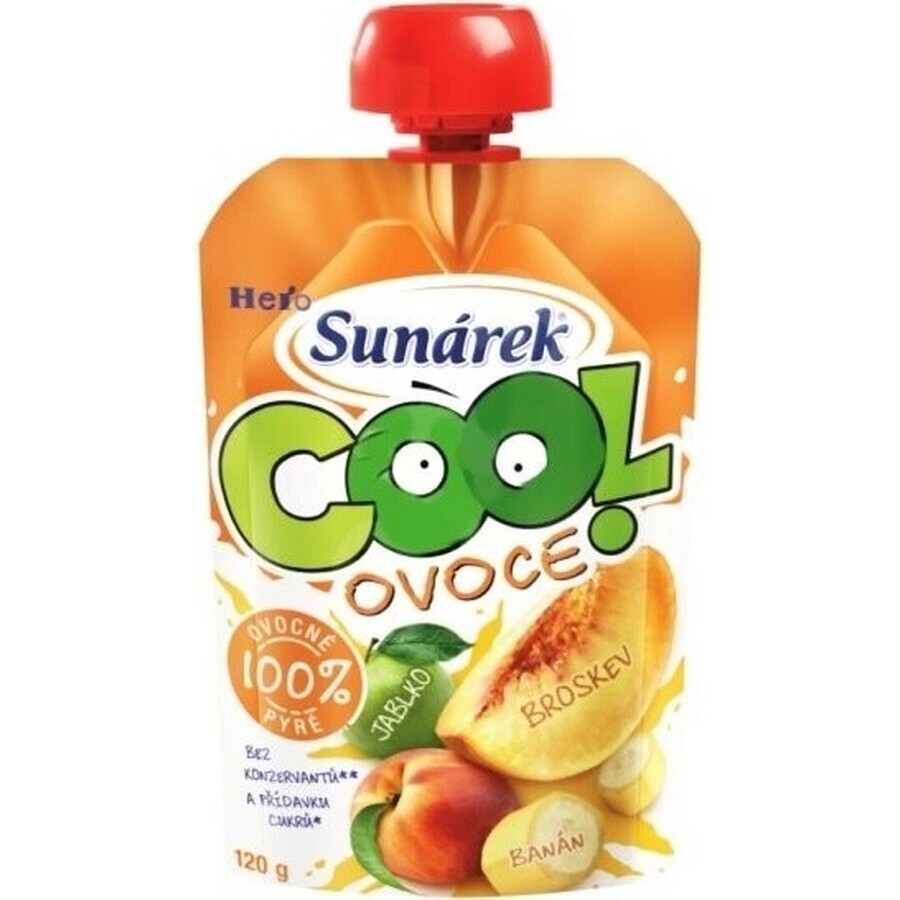 Sunar COOL Fruit Piersică, Banană, Măr 1×120 g, Piersică, Banană, Măr, 12m+