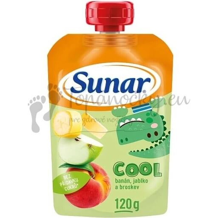 Sunar COOL Fruit Piersică, Banană, Măr 1×120 g, Piersică, Banană, Măr, 12m+