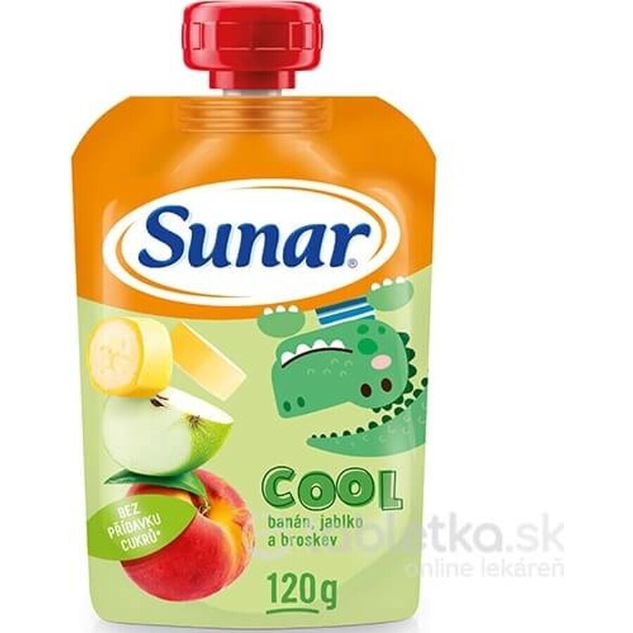 Sunar COOL Fruit Piersică, Banană, Măr 1×120 g, Piersică, Banană, Măr, 12m+