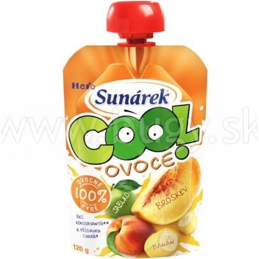 Sunar COOL Fruit Piersică, Banană, Măr 1×120 g, Piersică, Banană, Măr, 12m+