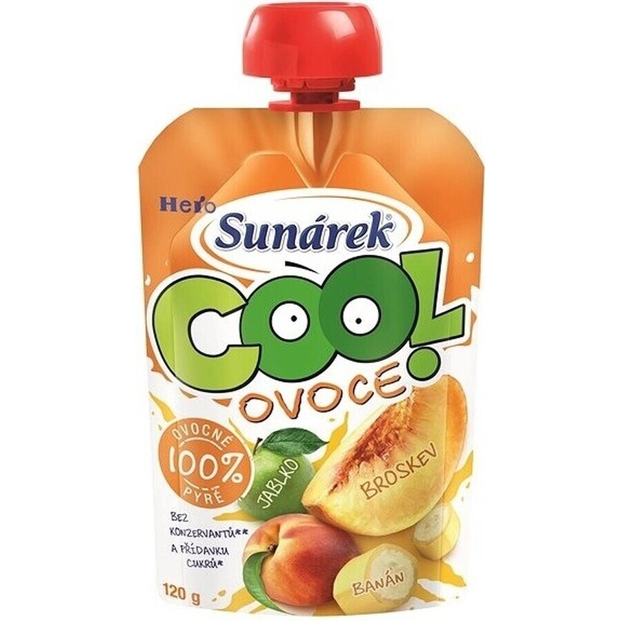 Sunar COOL Fruit Piersică, Banană, Măr 1×120 g, Piersică, Banană, Măr, 12m+