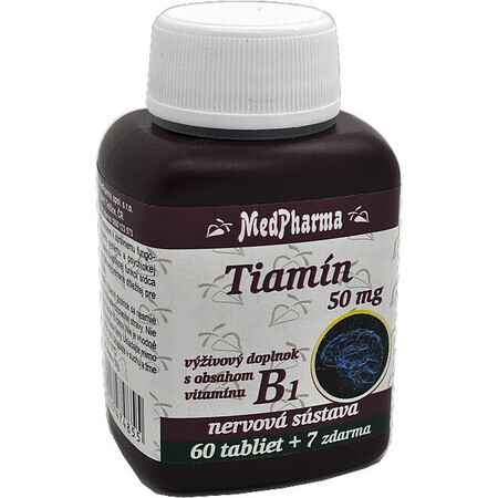 MedPharma TIAMINE 50 mg (vitamine B1) 1×67 tbl, 60+7 gratis