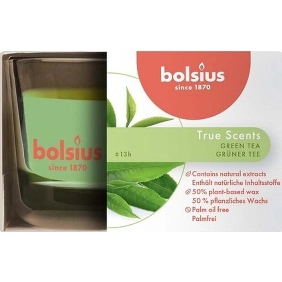 Bolsius Aromatic 2.0 Bougie parfumée en verre au thé vert 1×1 pc, taille 80 x 50 mm