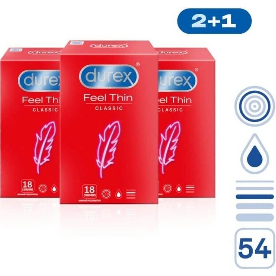 DUREX Feel Thin Extra Lubricated confezione 1×54 pezzi, preservativi