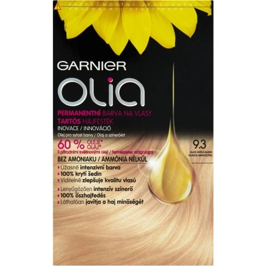 Garnier Olia permanent culoare de păr 9.3 Aur blond deschis 1×1 set, permanent culoare de păr