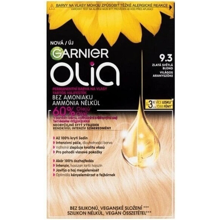 Garnier Olia permanent culoare de păr 9.3 Aur blond deschis 1×1 set, permanent culoare de păr