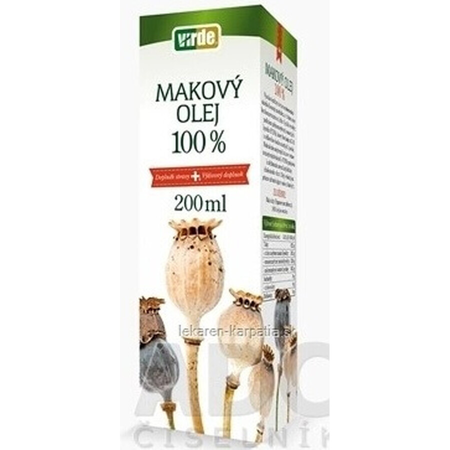 VIRDE Maanzaadolie 100% 1×200 ml, voedingssupplement