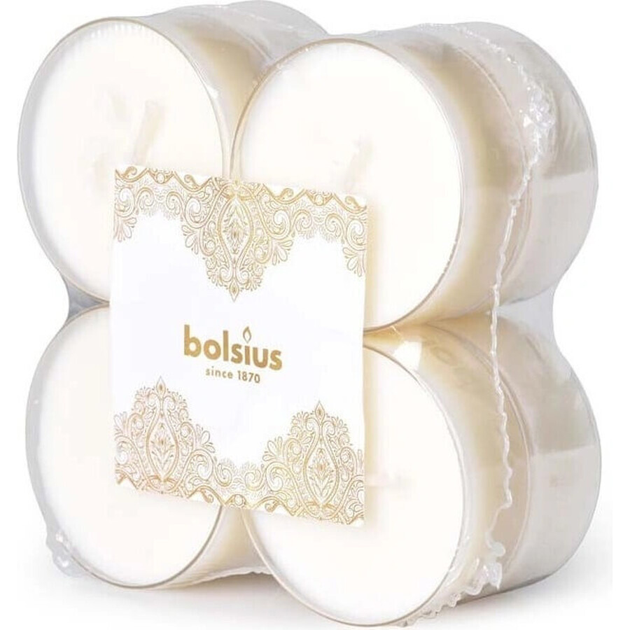 Bolsius Tea Maxi Golden Lace Candele profumate Golden Lace 1×8 pezzi, candele bianche