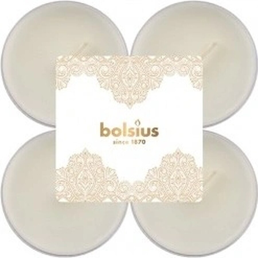 Bolsius Tea Maxi Golden Lace Candele profumate Golden Lace 1×8 pezzi, candele bianche