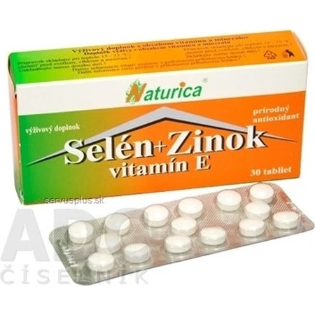 Naturica SELENIUM + ZINC, vitamine E 1×30 tbl, voedingssupplement