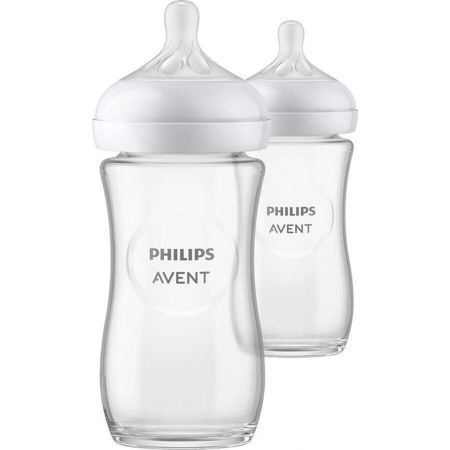 Philips AVENT Natural Response Bottiglia in vetro 240 ml, 1m+ 2 pz 1×2 pz 1×2 pz, vetro